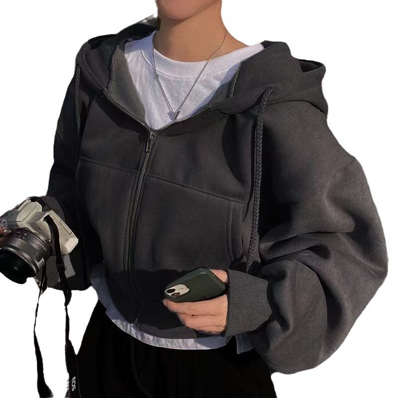 Damen nan kurz geschnittene Kapuzenjacke aus weicher Baumwollmischung mit übergroßen Ärmeln Shop Nory