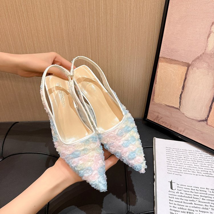 Damen Elegante Slingpumps mit floralem Design und schimmernder Oberfläche Shopnory