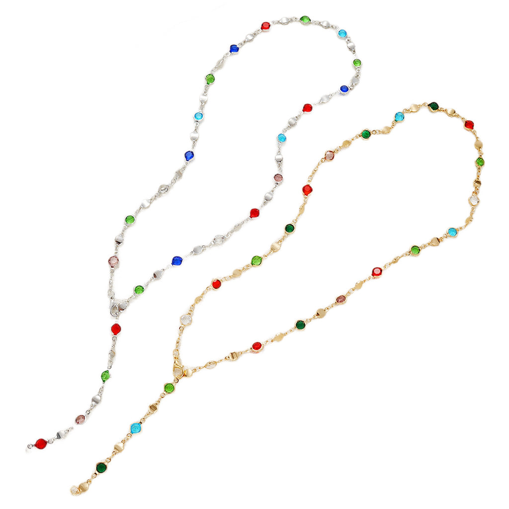 Damen Halskette mit bunten Kristallen und filigranem Design Shop Nory