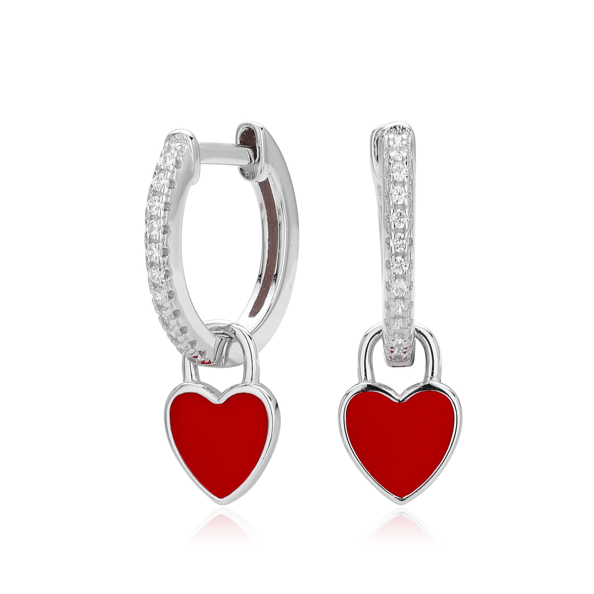 Damen Ohrhänger mit funkelndem Herzanhänger aus hochwertigem 925 Sterling Silber Shop Nory