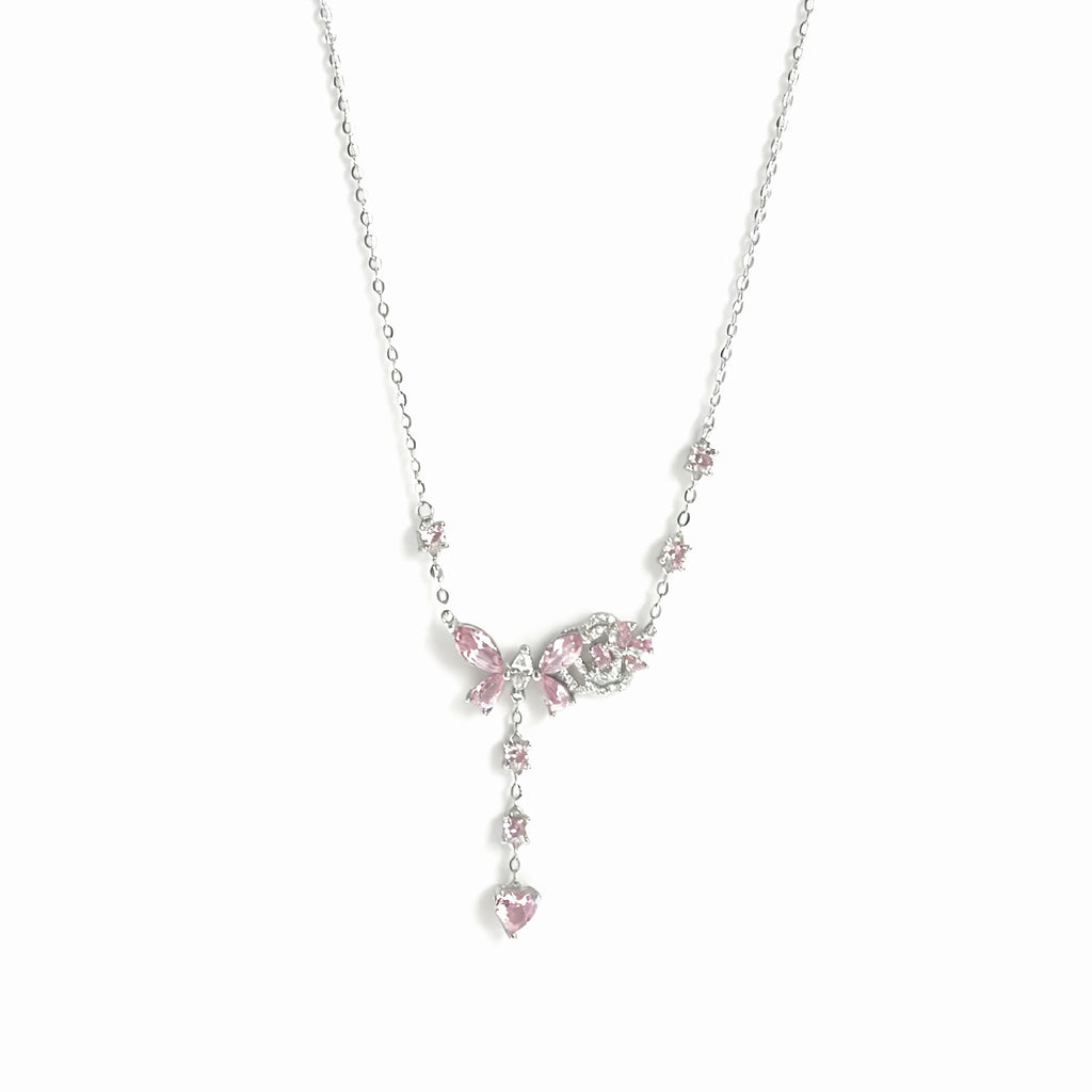 Damen elegante Halskette mit funkelnden Schmetterlingsanhängern Shop Nory