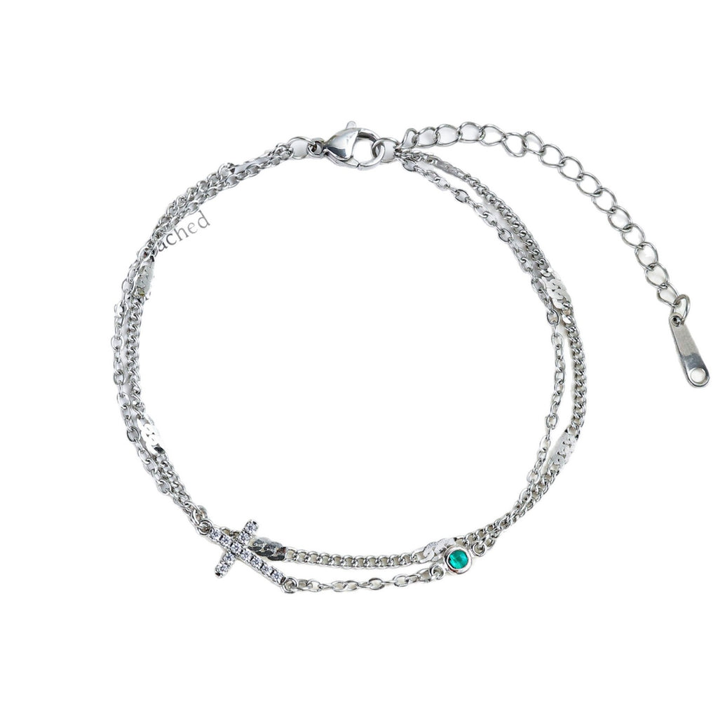 Damenarmband mit christlichem Kreuz und funkelnden Strasssteinen Shop Nory