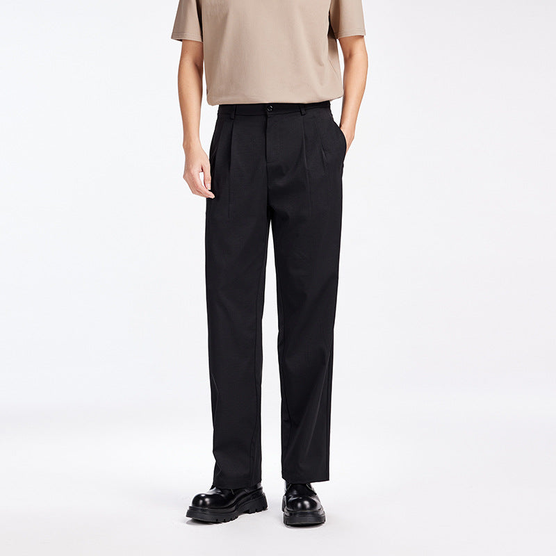 Herren Elegante Bundfalten-Stoffhose mit hoher Bundhöhe, Bügelfalte und geradem Bein Shop Nory