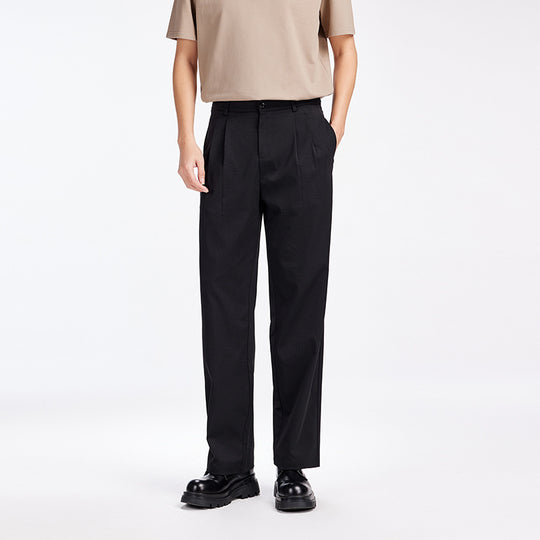Herren Elegante Bundfalten-Stoffhose mit hoher Bundhöhe, Bügelfalte und geradem Bein Shop Nory