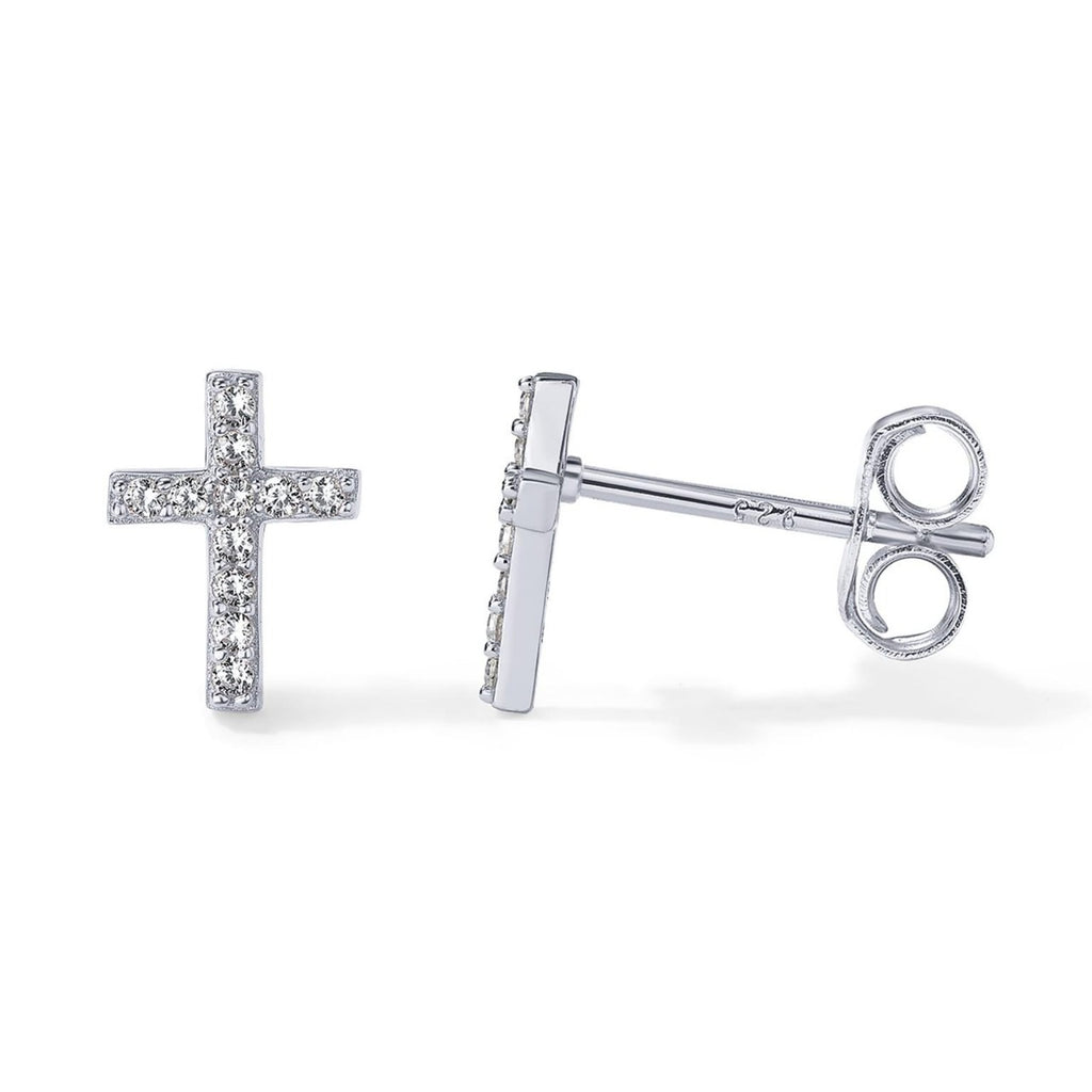 Damen Ohrstecker mit strahlendem Kreuzdesign und funkelnden Zirkonia Shop Nory