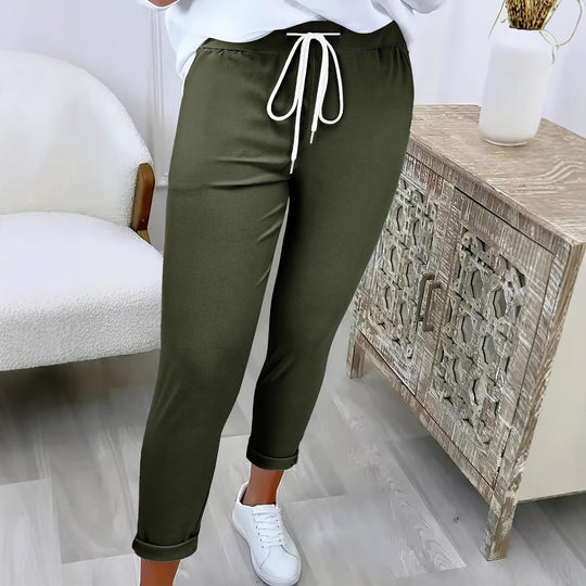 Damen Schmale Jogginghose mit hohem Komfortbund, Kordelzug und schmalem Knöchelabschluss Shop Nory