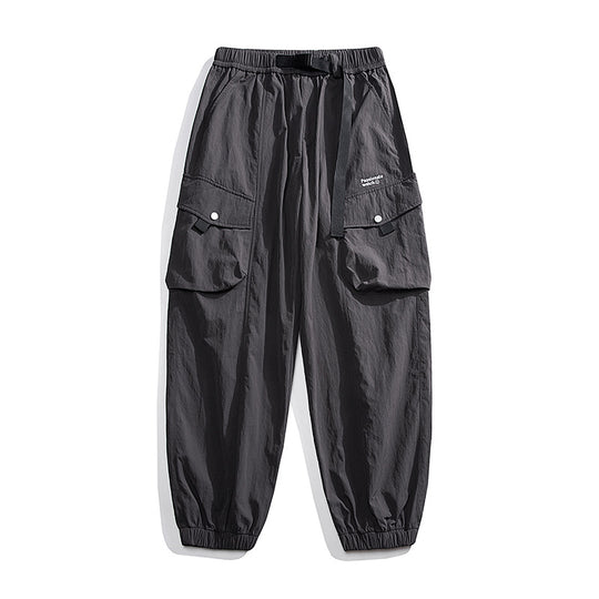 Herren Nylon Utility Cargohose mit elastischem Bund, verstellbarem Gürtel und Pattentaschen Shop Nory