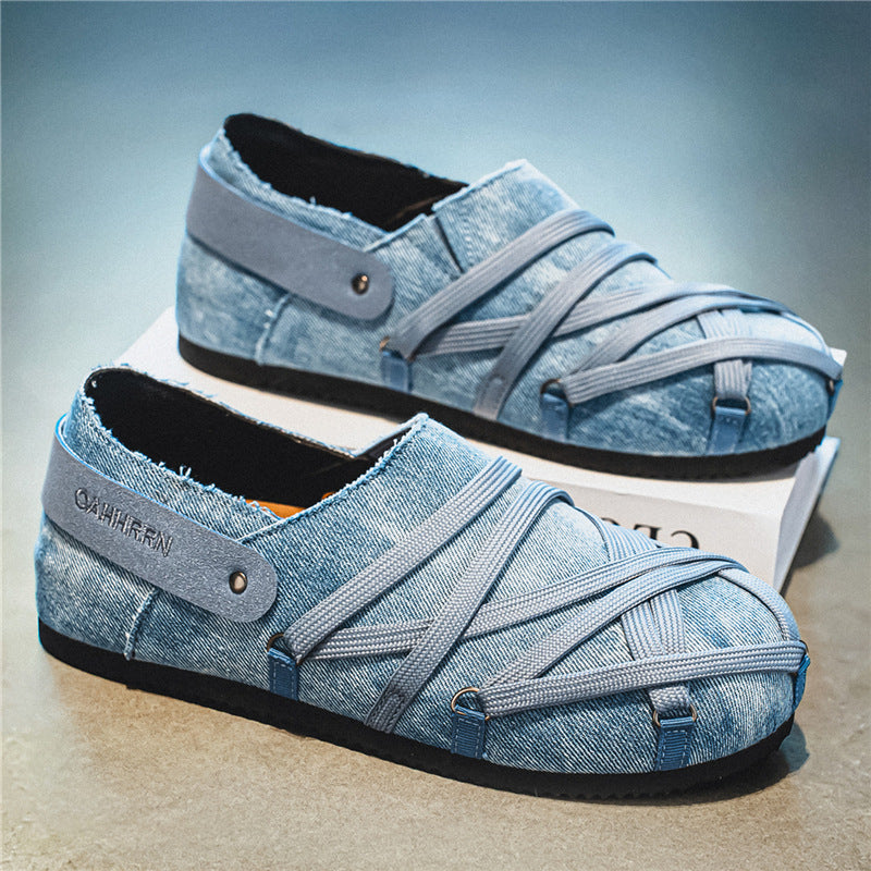 Herren lässige Slipper im Denim-Look mit elastischen Riemen, verstellbarem Fersenriemen und profilierter Gummisohle Shop Nory
