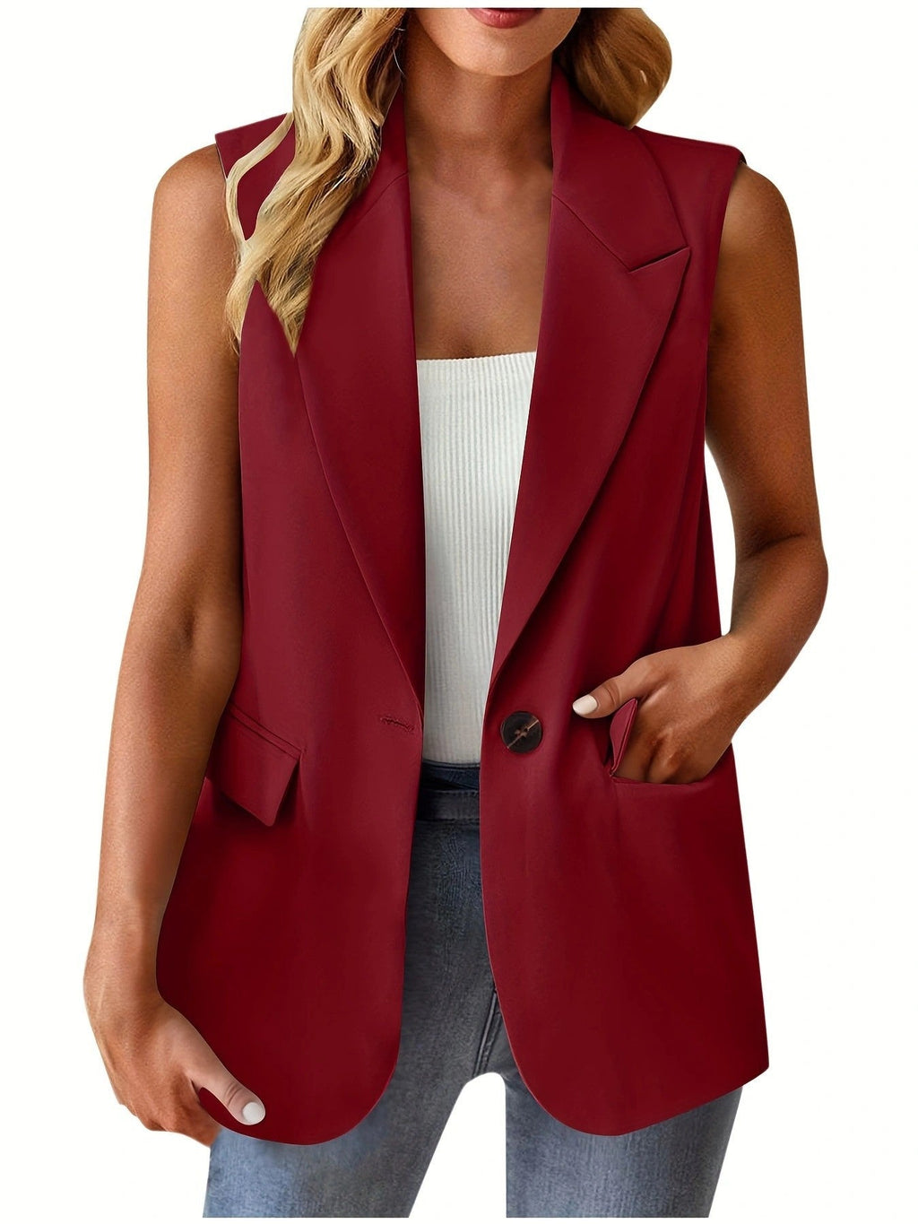 Damen stylische ärmellose Blazerweste