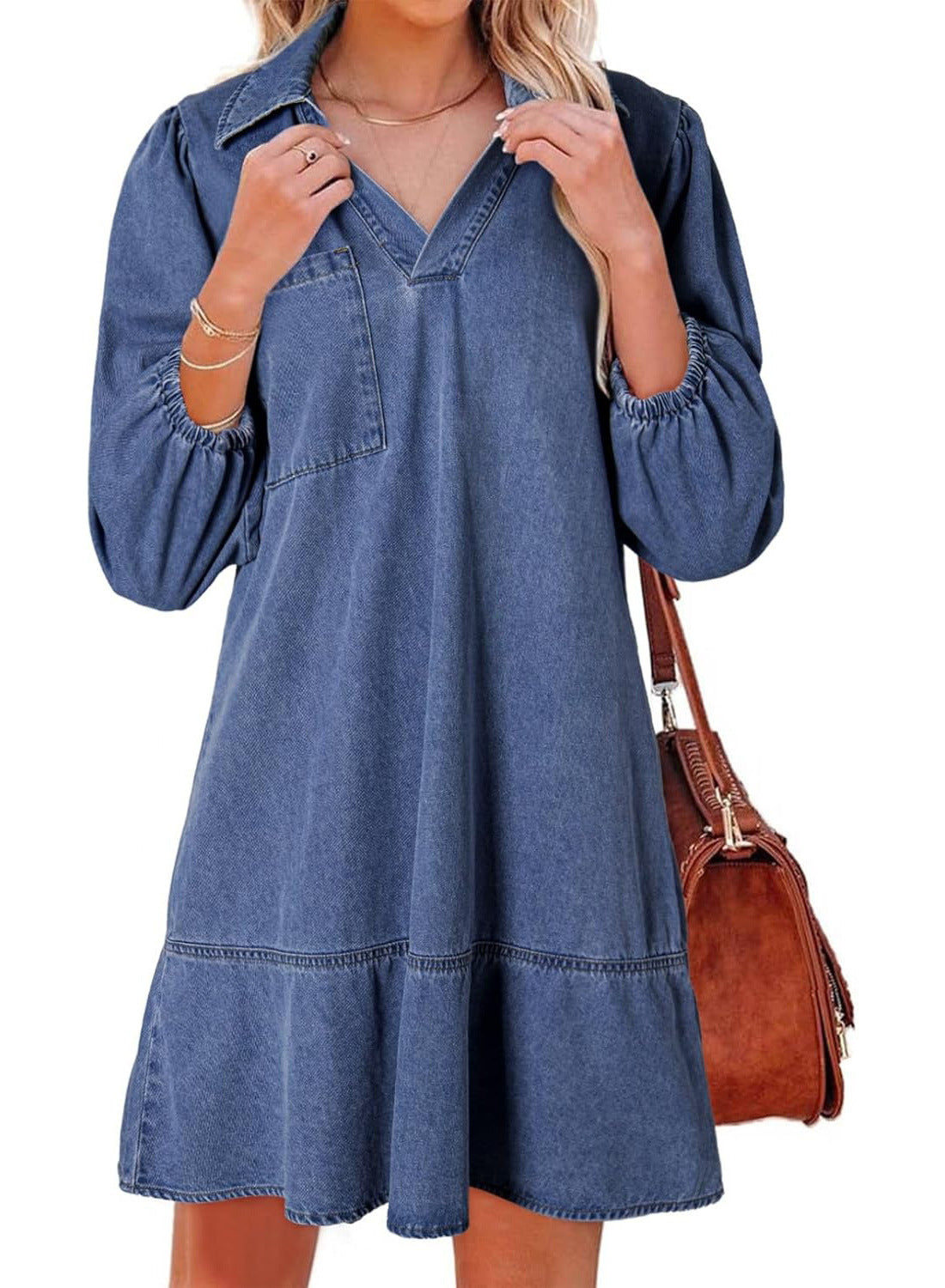 Damen Denim Kleid im lässigen Schnitt Shopnory