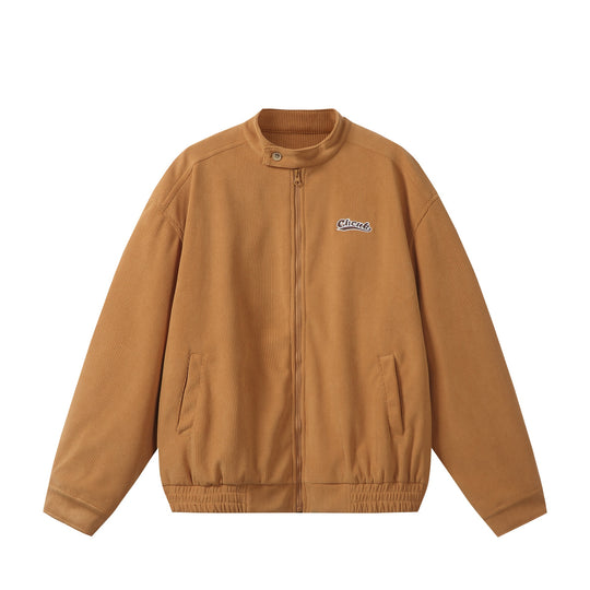 Unisex weit geschnittene Cord‑Blousonjacke mit Stehkragen, durchgehendem Reißverschluss und elastischem Saum Shop Nory