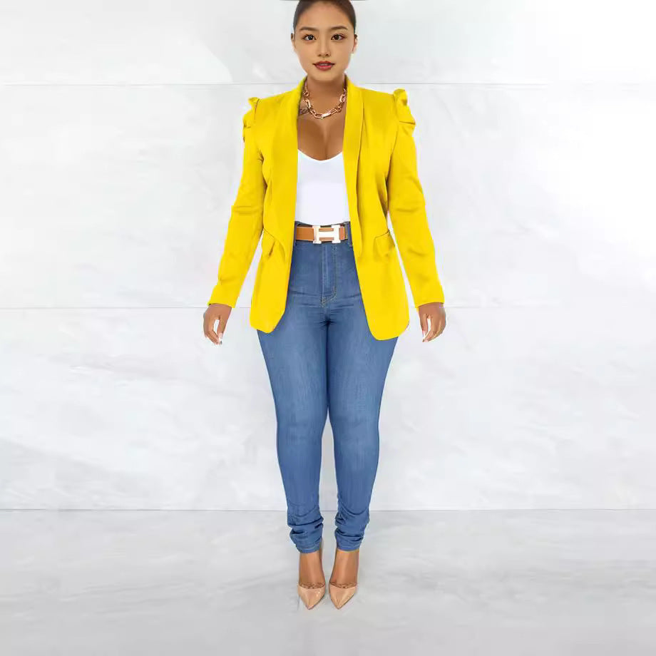 Damen taillierter Blazer mit strukturierten Schulterdetails und offenem Revers Shop Nory