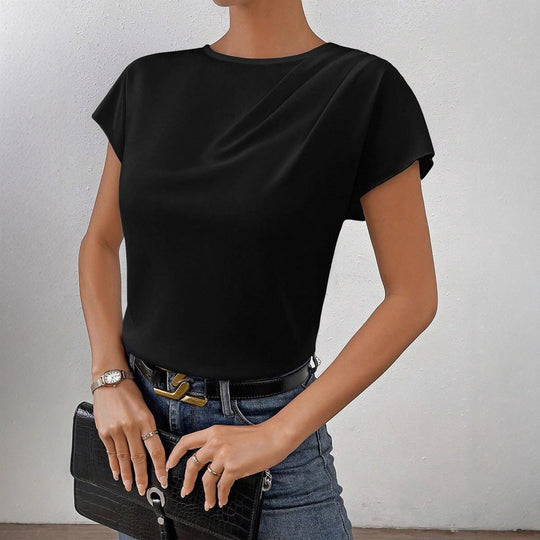 Damen Elegantes Kurzarm-Top mit modernem Schnitt und fließendem Stoff
