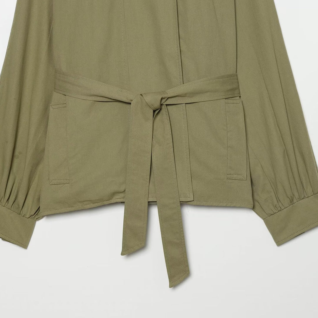 Damen Kurzcape-Trenchjacke mit Taillengürtel und Funnelkragen Shop Nory