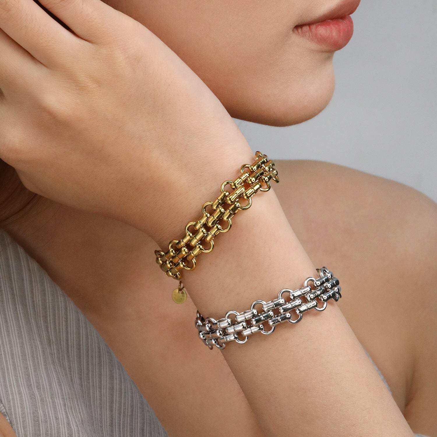 Damen modisches Gliederarmband aus hochwertigem Edelstahl Shop Nory