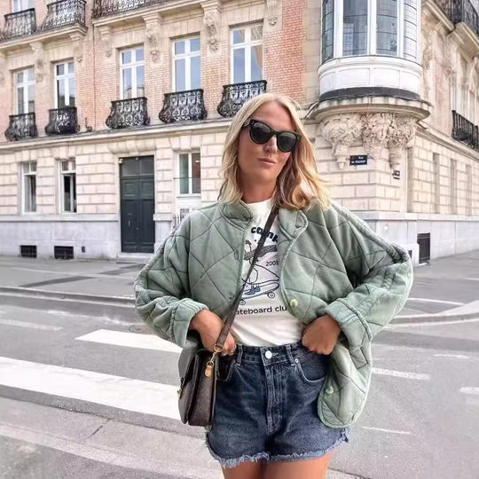 Damen Gepolsterte Steppjacke mit Stehkragen und Oversize-Schnitt Shop Nory