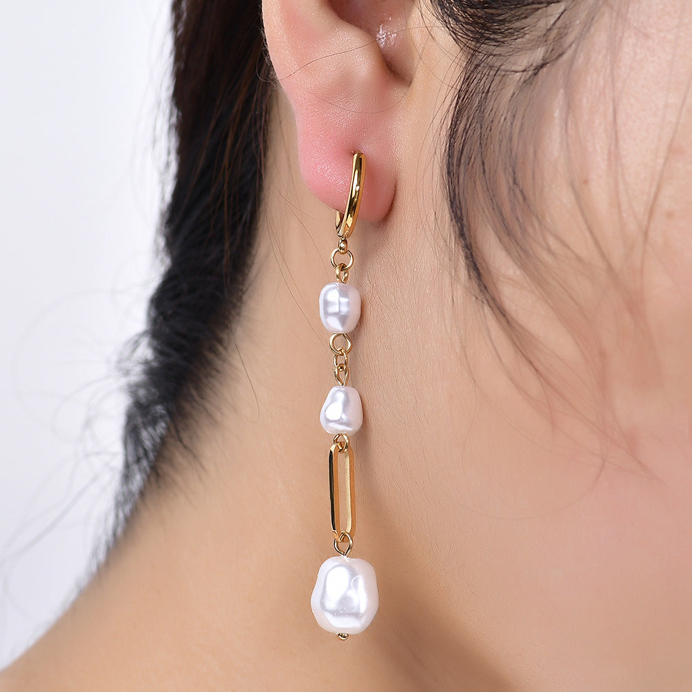Damen Ohrringe mit eleganten Perlen und modernen Akzenten Shop Nory