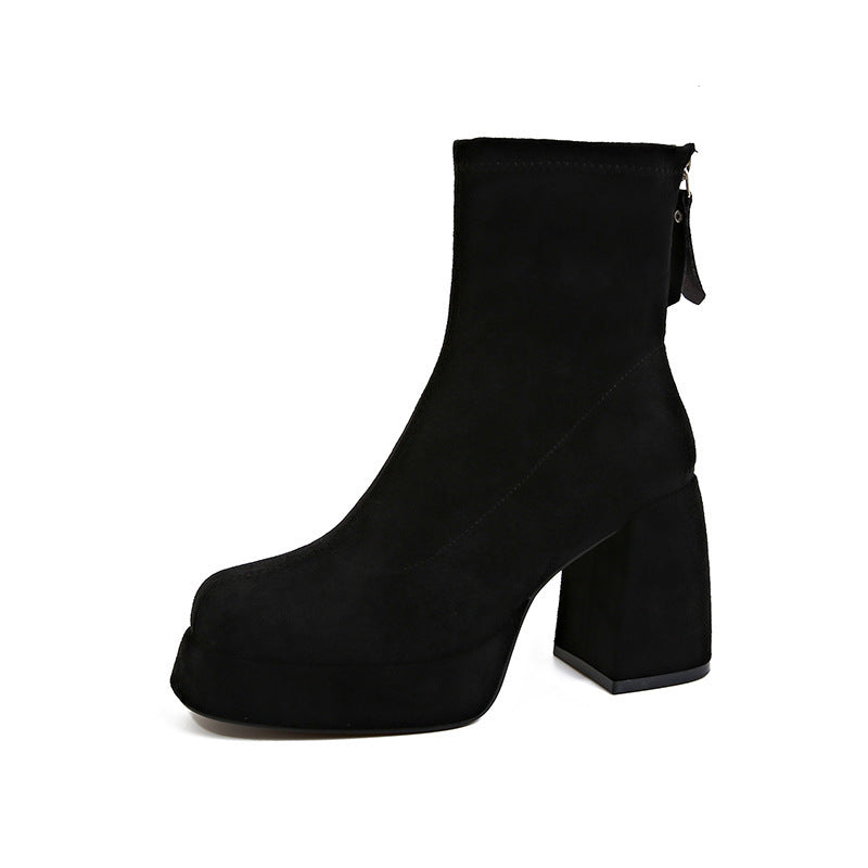 Damen Plateau‑AnklShop Noryoots aus Veloursleder mit hohem Blockabsatz Shop Nory