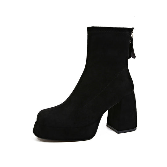 Damen Plateau‑AnklShop Noryoots aus Veloursleder mit hohem Blockabsatz Shop Nory