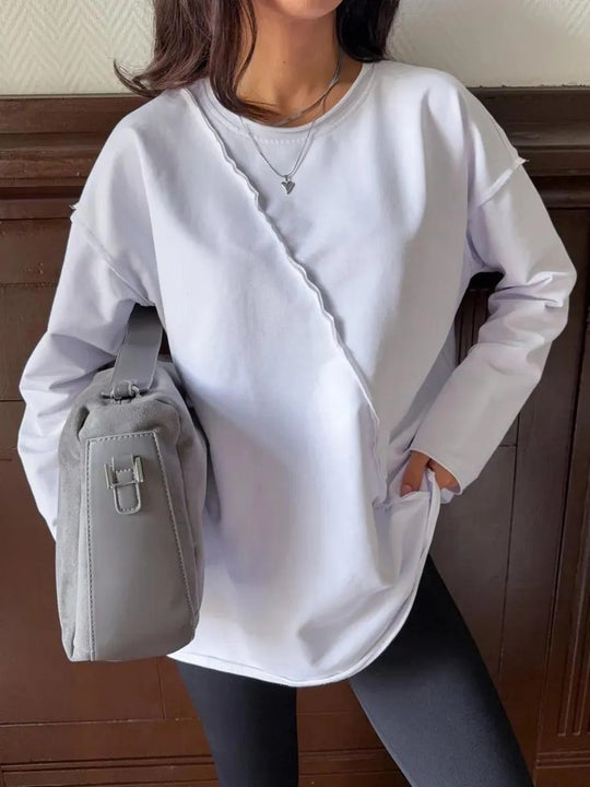 Damen Oversized Longsleeve mit schräger Naht und überschnittenen Schultern Shop Nory