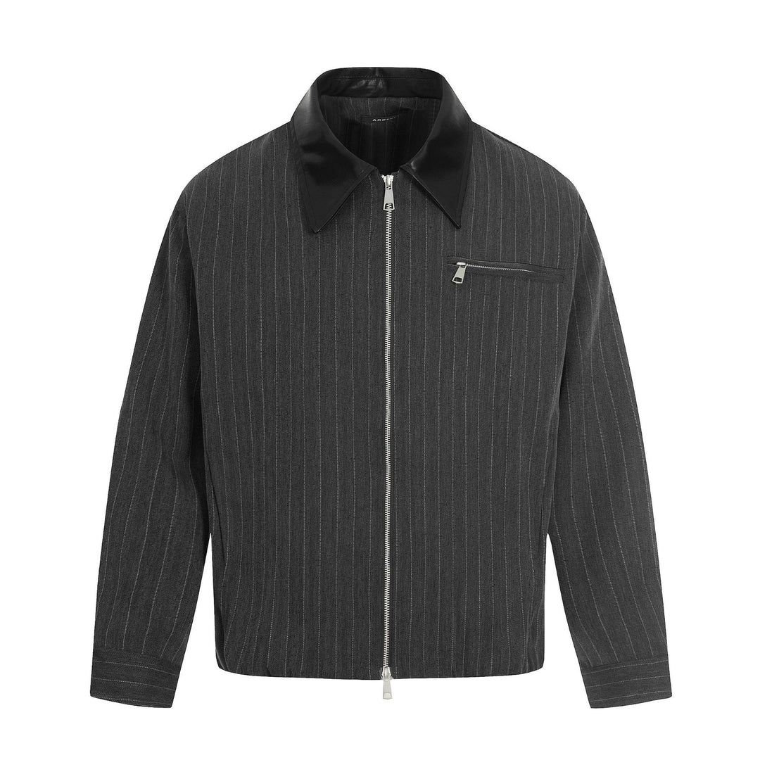 Herren Kurzboxy-Blousonjacke aus Leinenoptik mit Lederkragen Shop Nory