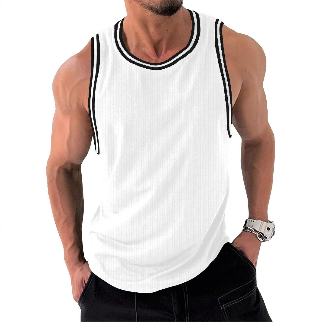 Herren Sportliches ärmelloses Tanktop mit atmungsaktivem Material und modernem Rippendesign