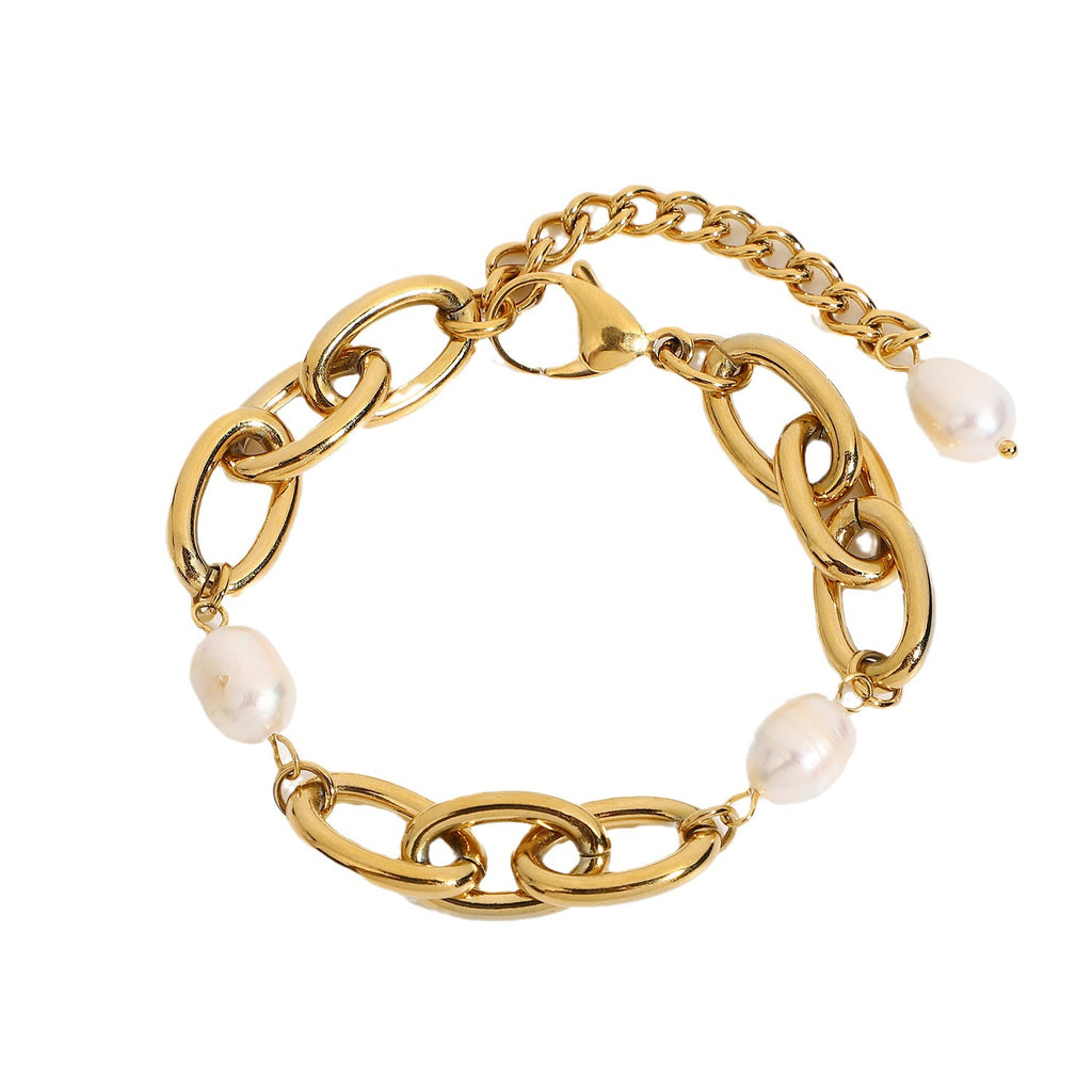 Damen Luxus Armband mit eleganten Perlenelementen und robusten Gliederketten Shop Nory