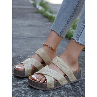 Damen bequeme Plattform-Sandalen mit geflochtenem Riemchendesign und rutschfester Sohle