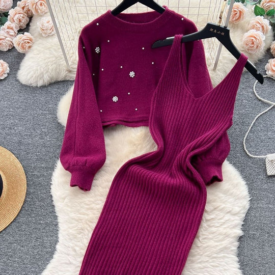 Damen Strickkleid mit elegantem V-Ausschnitt Shop Nory