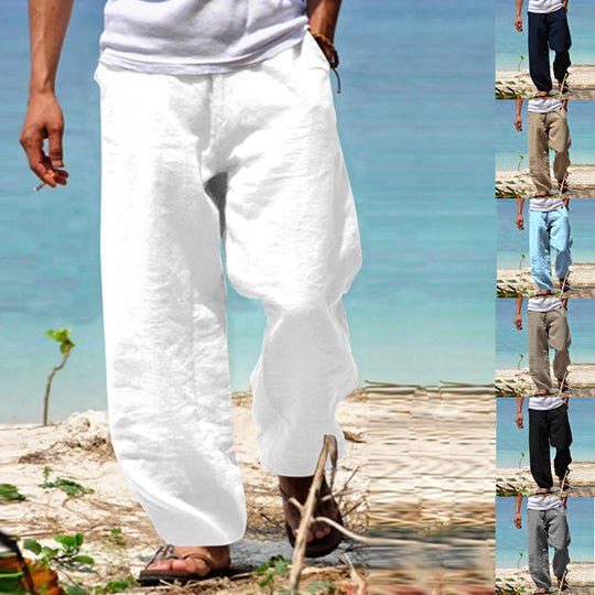 Herren nan lockere Leinenhose mit weitem Bein und elastischem Bund Shop Nory