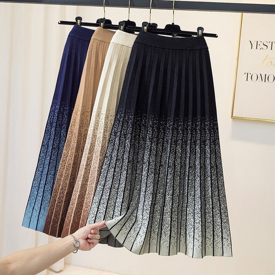 Damen Eleganter Plissee-Rock mit kontrastierenden Streifen Shop Nory