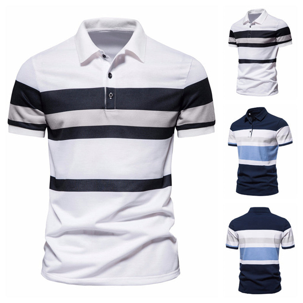 Herren Poloshirt mit modernem Streifenmuster und atmungsaktiver Baumwolle