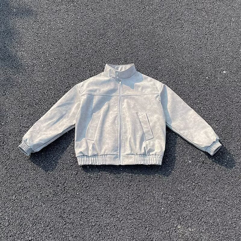 Unisex Kurz geschnittene Oversize-Bomberjacke mit Stehkragen und elastischem Saum Shop Nory