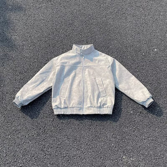 Unisex Kurz geschnittene Oversize-Bomberjacke mit Stehkragen und elastischem Saum Shop Nory