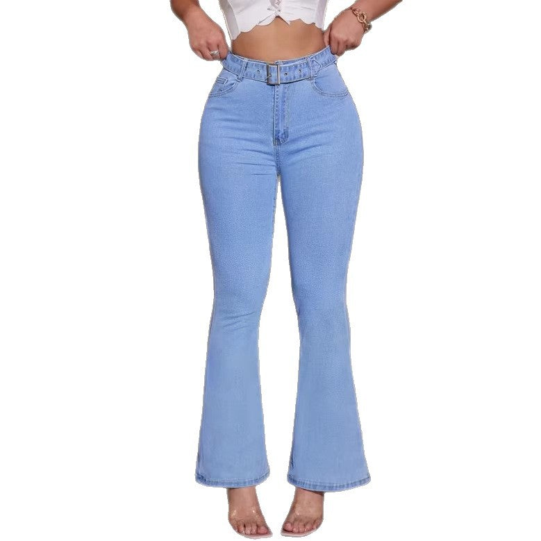 Damen Hochtaillierte Flared-Jeans mit formendem Komfortbund und Ziergürtel Shop Nory