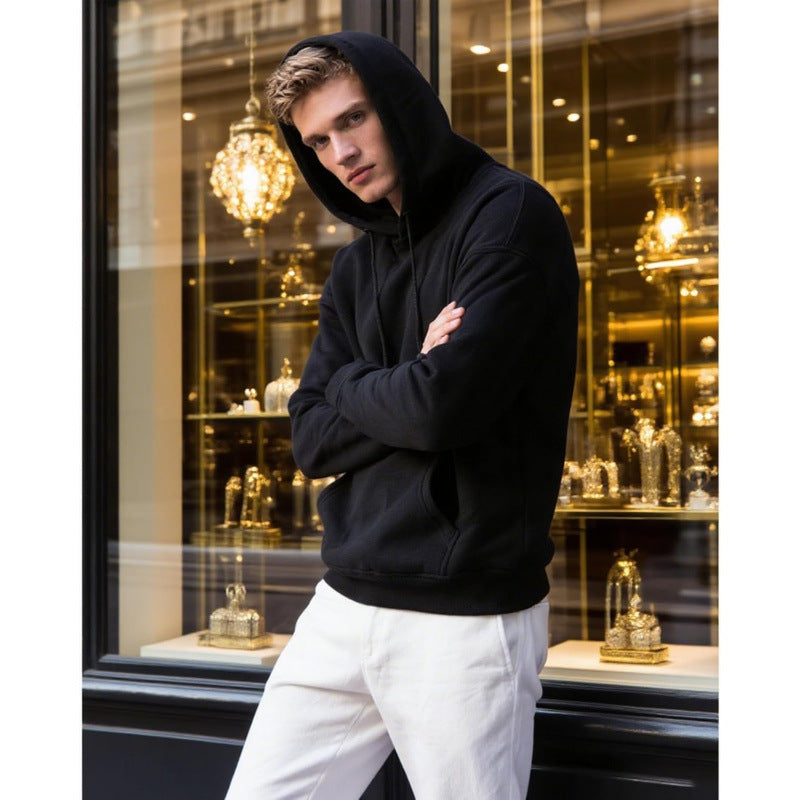 Herren nan lässiger Kapuzenpullover mit Kängurutasche, Tunnelzug und gerippten Bündchen Shop Nory