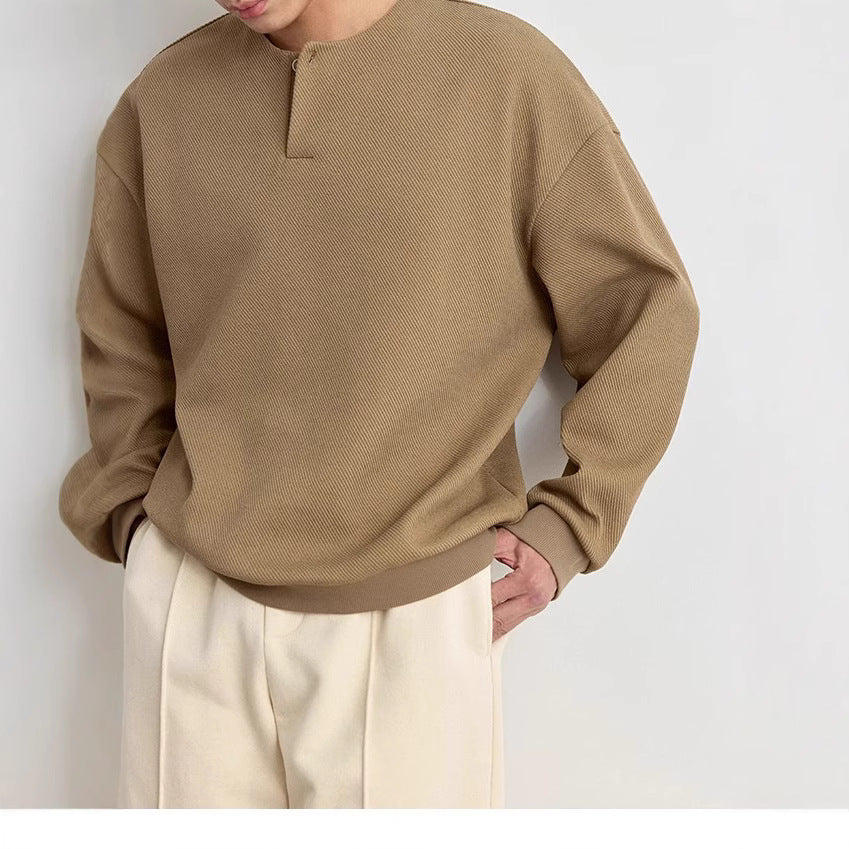 Herren Strukturierter Oversize-Strickpullover mit Henley-Knopfleiste Shop Nory