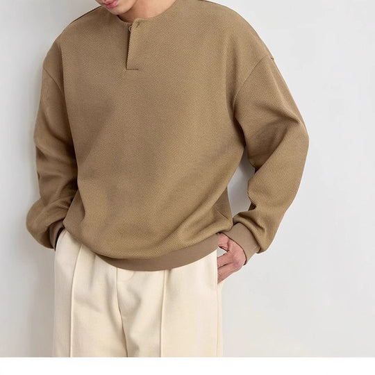 Herren Strukturierter Oversize-Strickpullover mit Henley-Knopfleiste Shop Nory