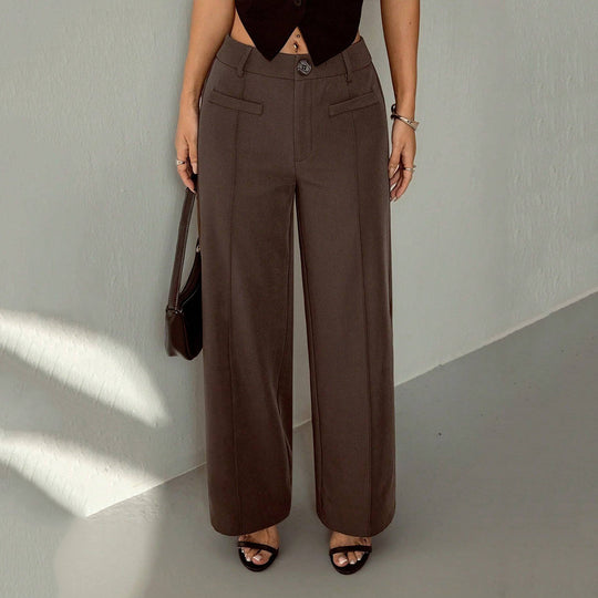 Damen Hochtaillierte Palazzo-Stoffhose mit Bügelfalte und Gürtelschlaufen Shop Nory