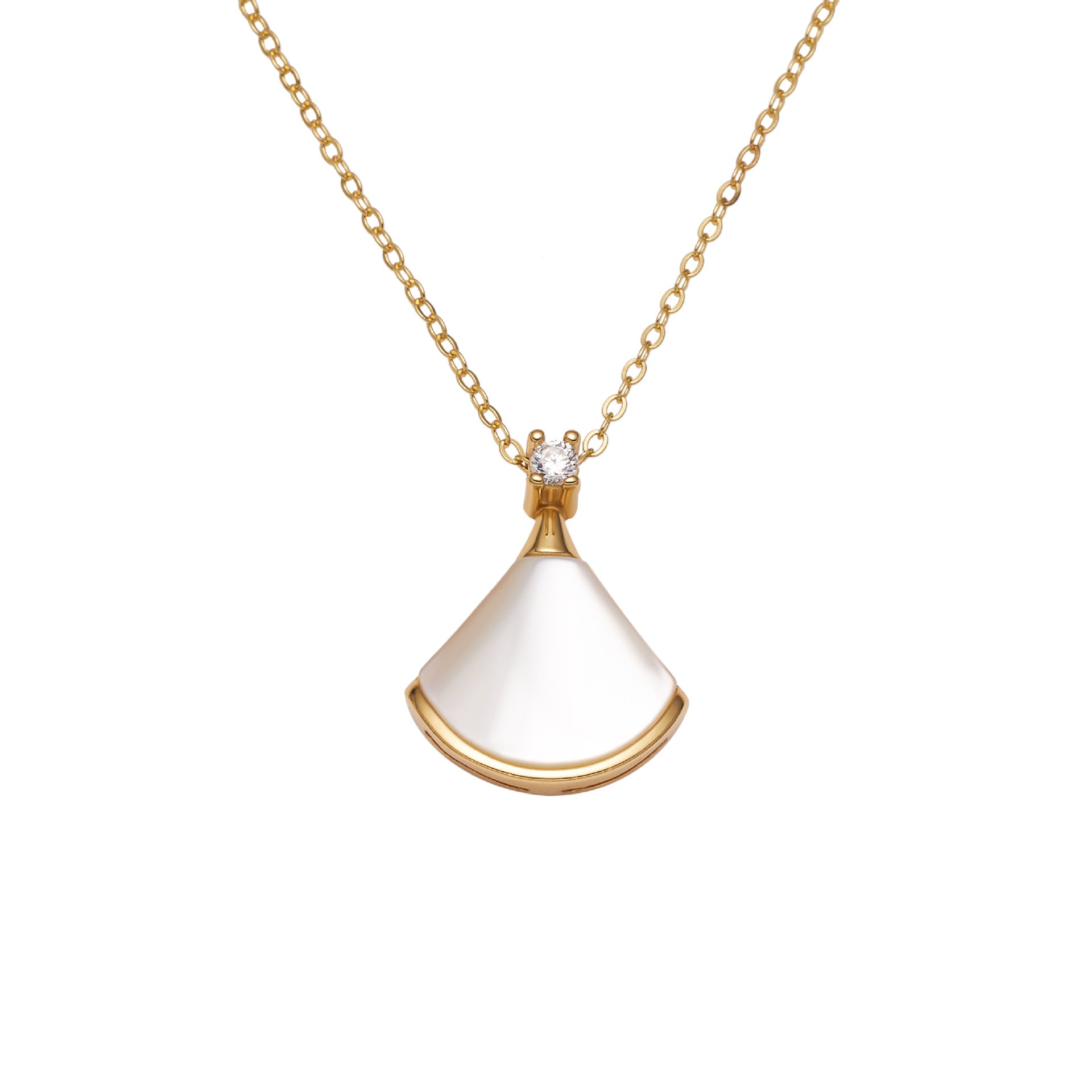 Damen Halskette mit eleganter Muschelform und funkelnden Kristallen Shop Nory