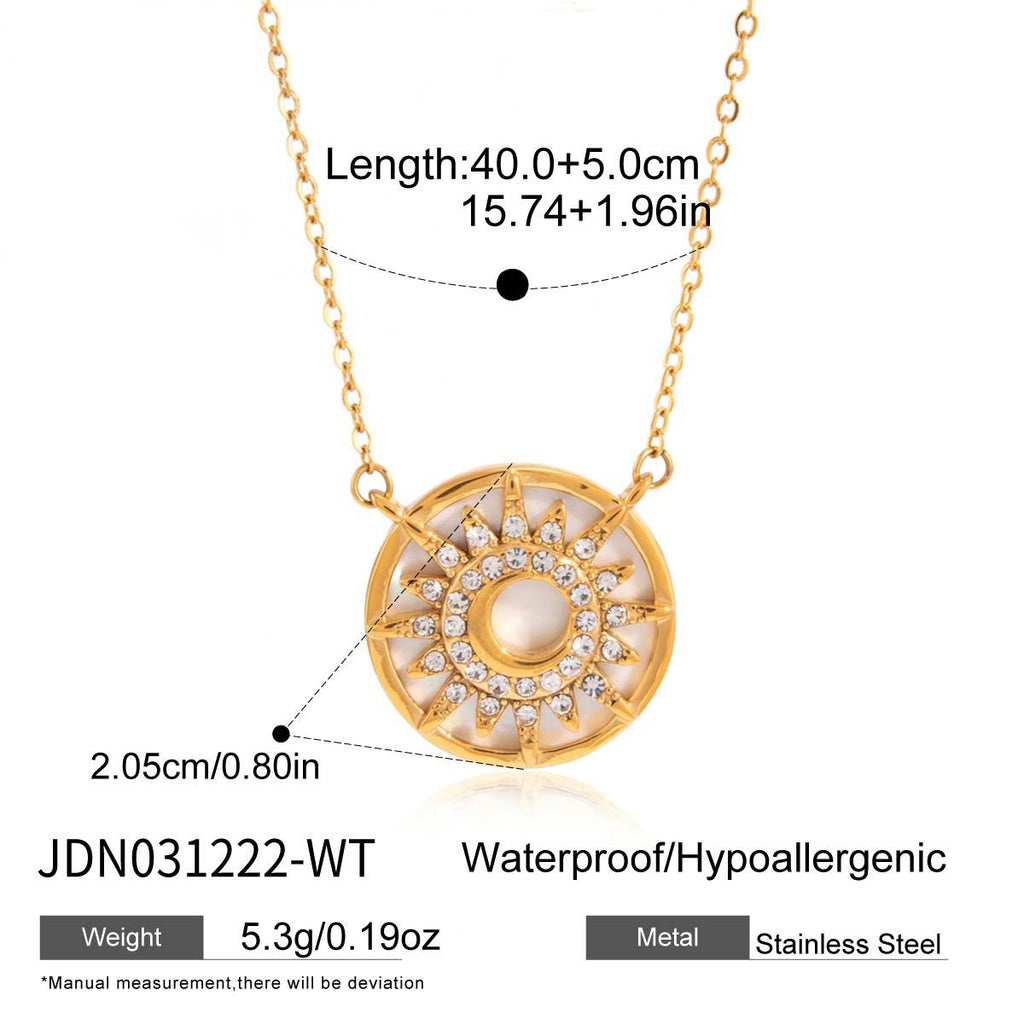 Damen Halskette mit verspiegeltem Sonnenanhänger und hypoallergener Edelstahlverarbeitung Shop Nory