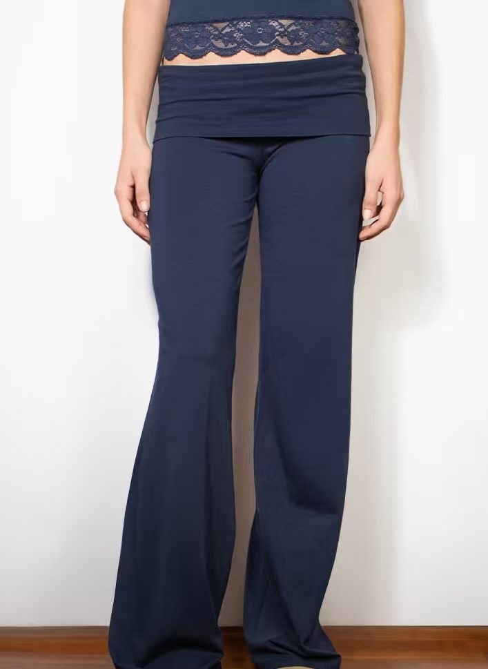 Damen Weite Palazzo-Yoga-Hose mit hohem Umschlagbund Shop Nory