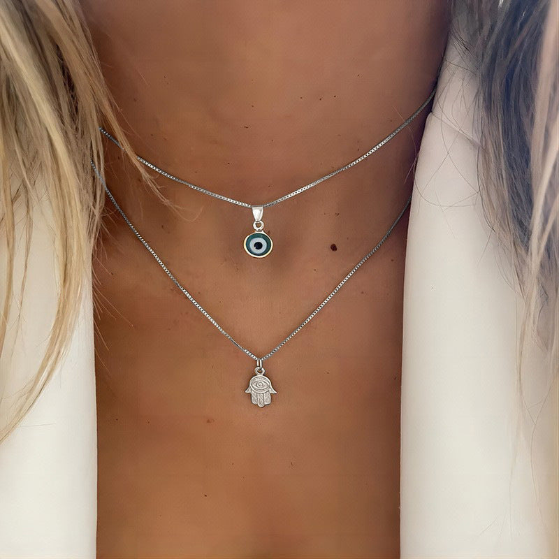 Damen Halskette Set mit schützendem Auge und Handanhänger Shop Nory