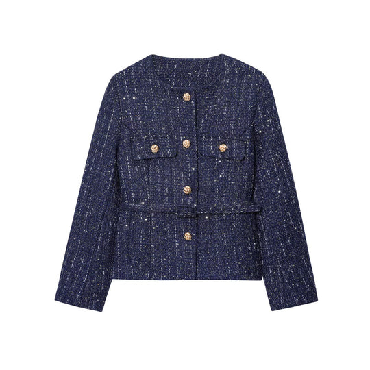 Damen Modische Kurzjacke mit goldenen Knöpfen