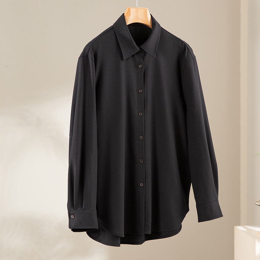 Damen Oversized Seidiges Hemd mit durchgehender Knopfleiste und Hemdkragen Shop Nory