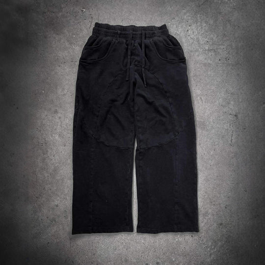 Herren nan Oversize-Freizeitjogger mit geschwungenen Nahtdetails, Kordelzugbund und elastischen Beinabschlüssen Shopnory