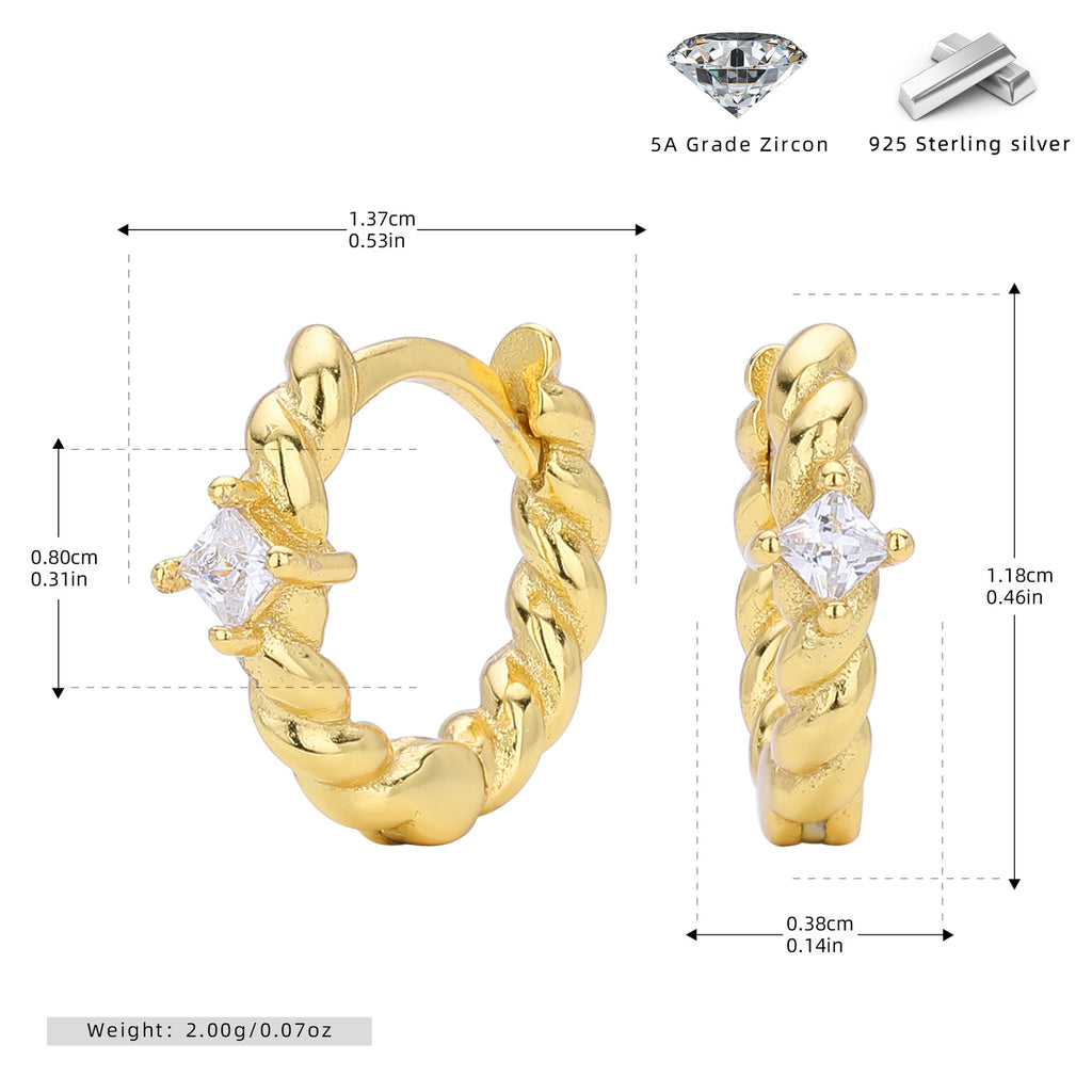 Damen Ohrhänger mit gedrehtem Design und Zirkon Shop Nory
