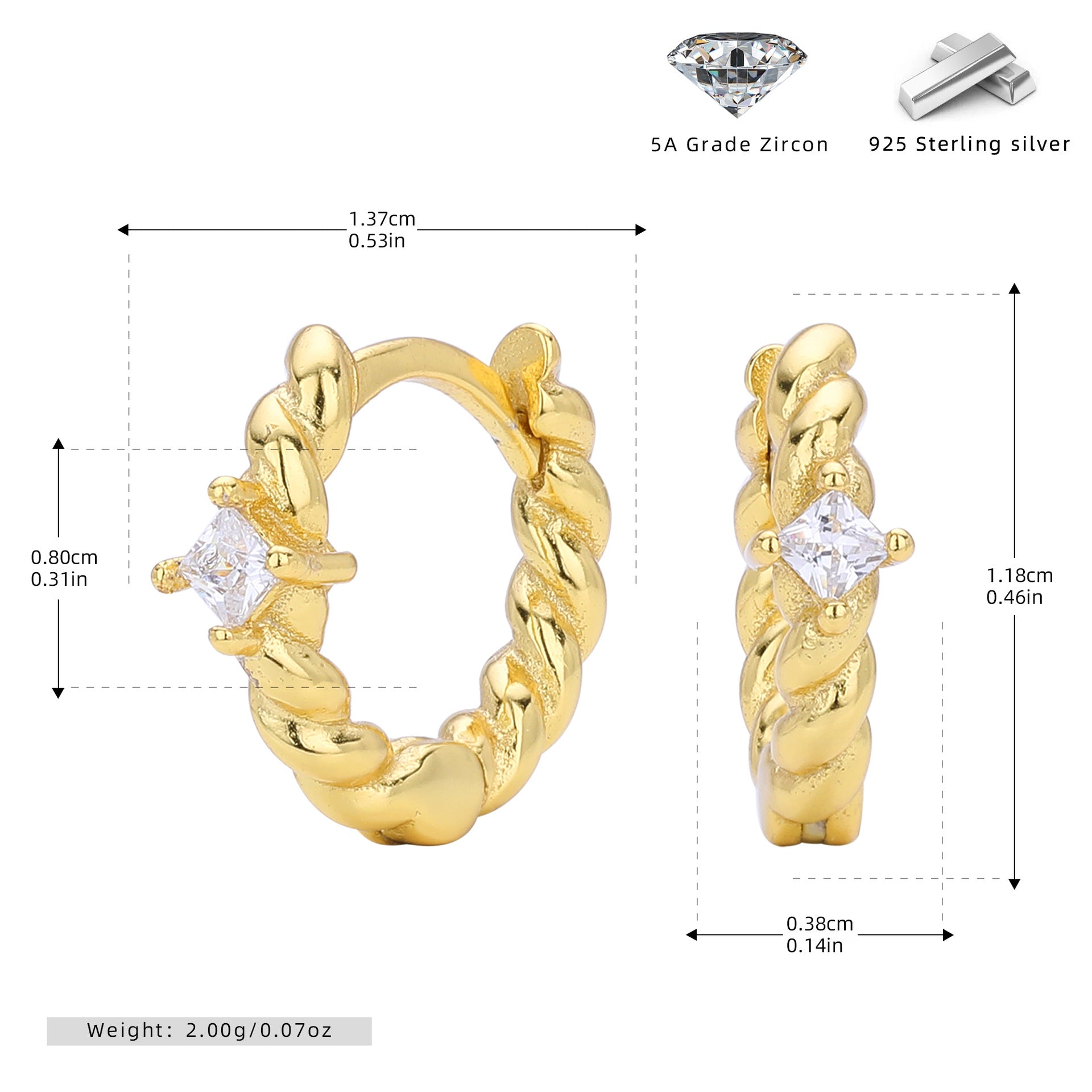 Damen Ohrhänger mit gedrehtem Design und Zirkon Shop Nory