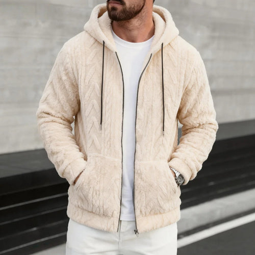 Herren kuschelige Kapuzenjacke aus Teddyfleece mit durchgehendem Reißverschluss und Kängurutaschen Shop Nory