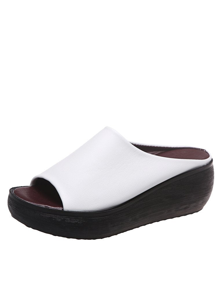 Damen Komfortable Plateau-Sandalen mit weichem Obermaterial und anatomischem Fußbett